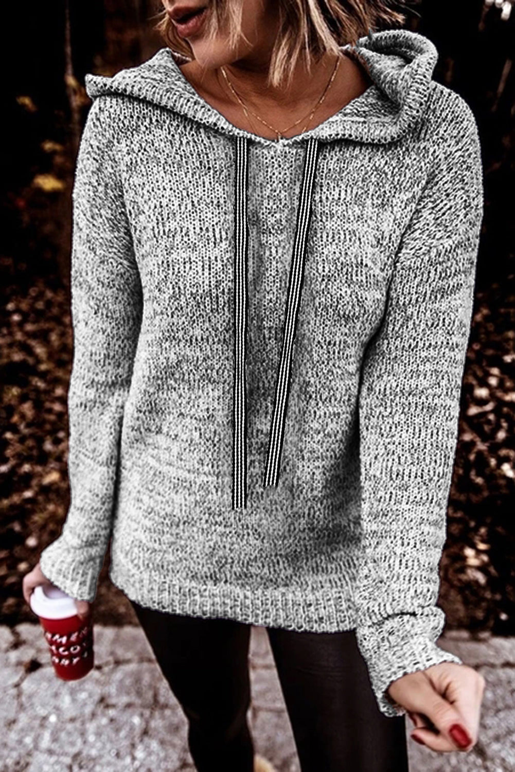 Grey Pullover Hooded Sweater