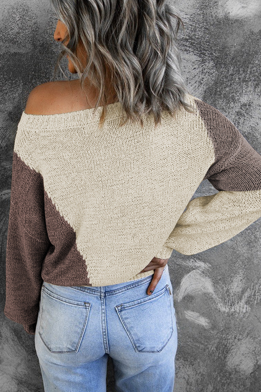 Asymmetric Colorblock Knitted Sweater