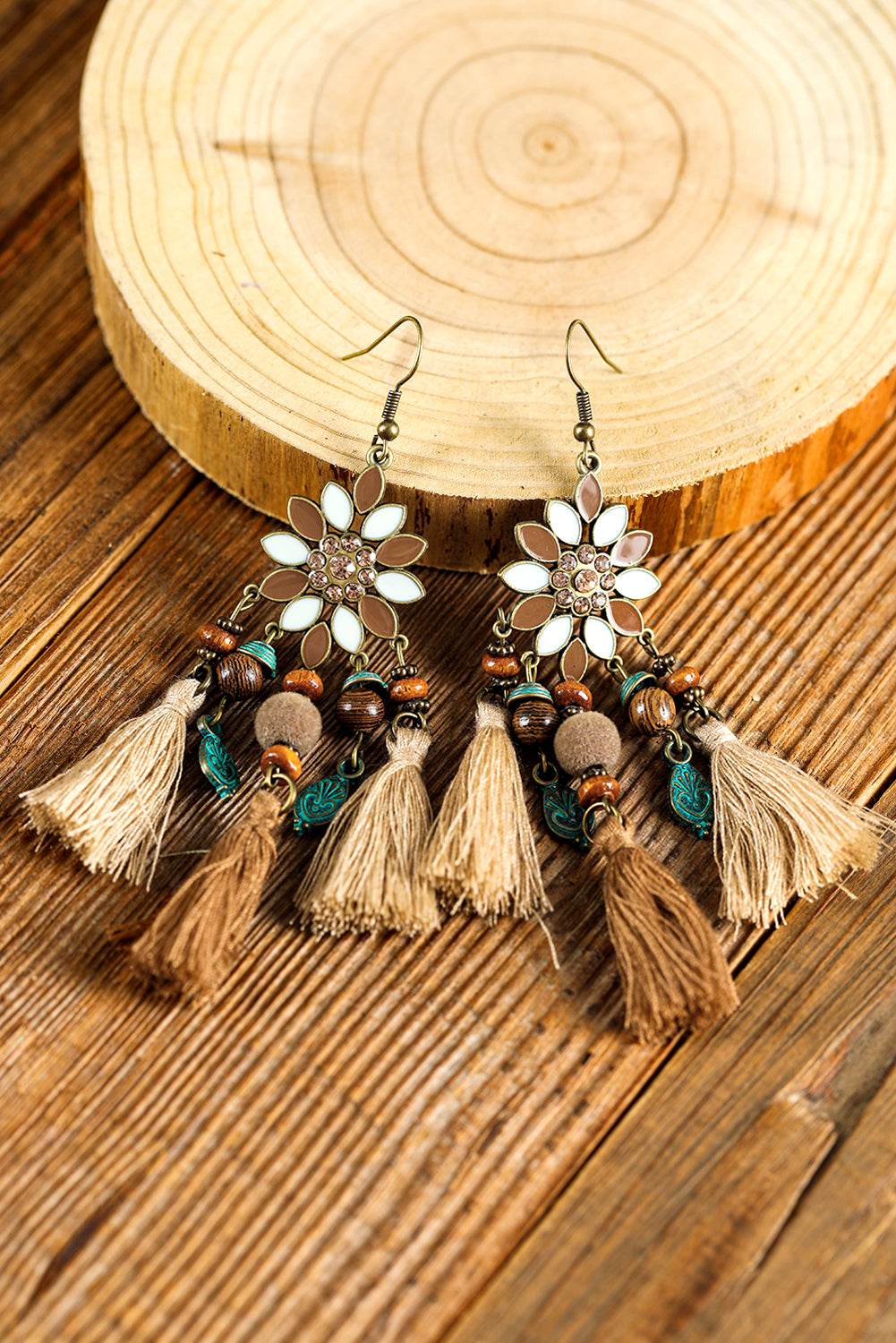 Chestnut Western Tassel Dangle Earrings