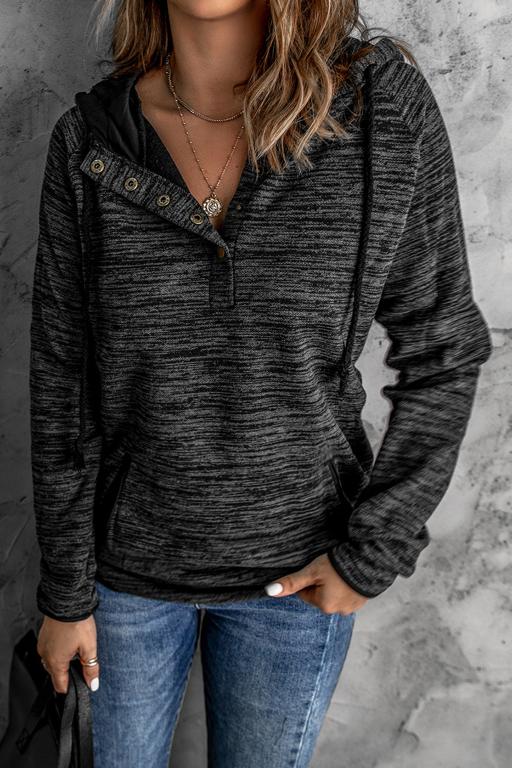 Pocket Design Buttoned Casual Hoodie