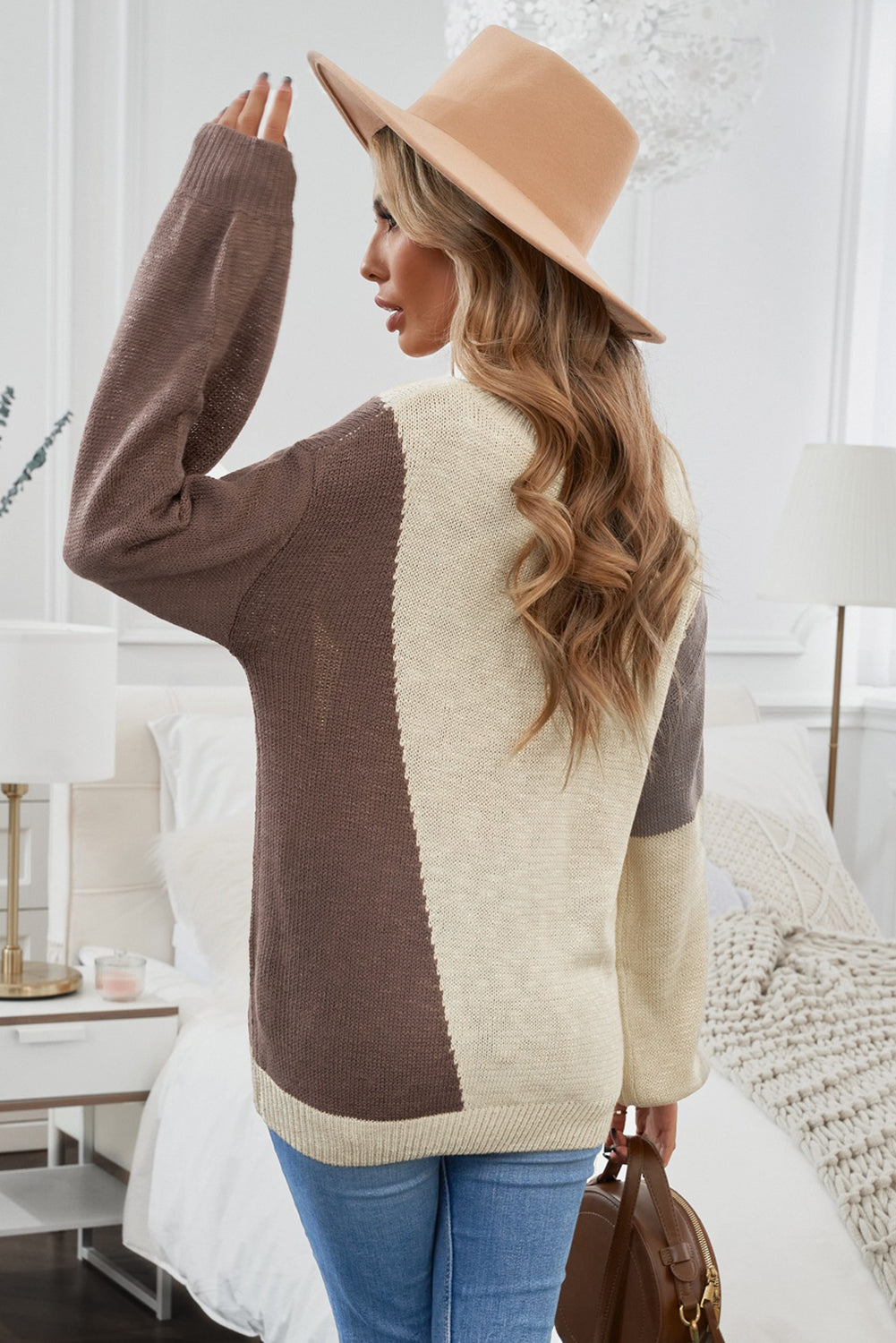 Asymmetric Colorblock Knitted Sweater