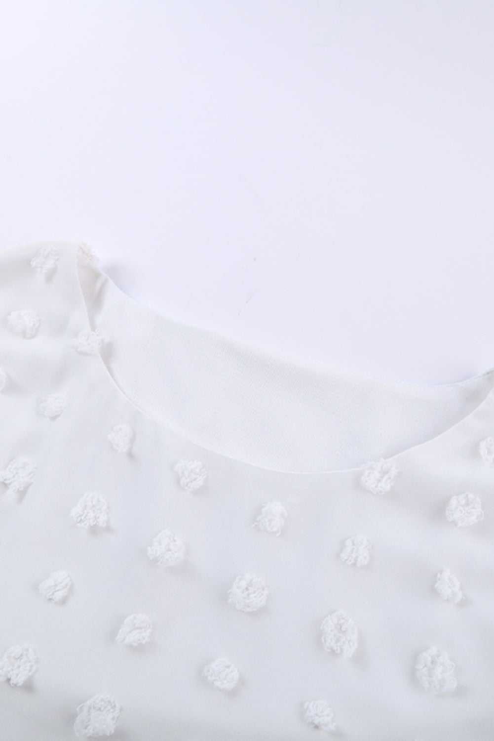 White Swiss Dot Texture Short Sleeve Top