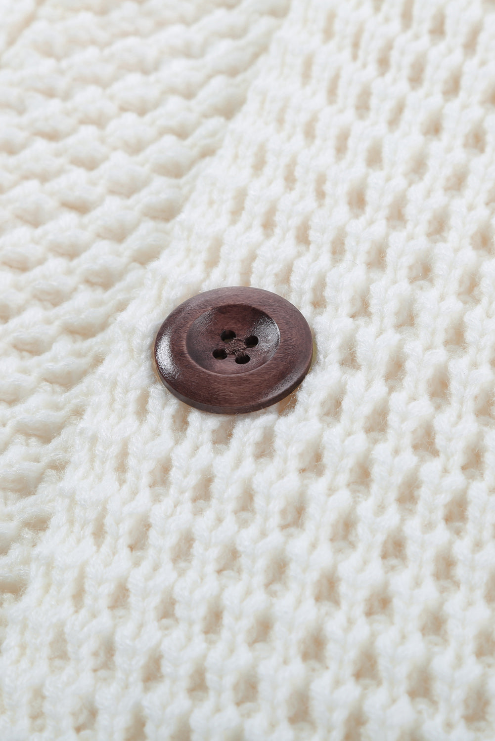 Brown Button Turtle Cowl Neck Asymmetric Hem Wrap Pullover Sweater