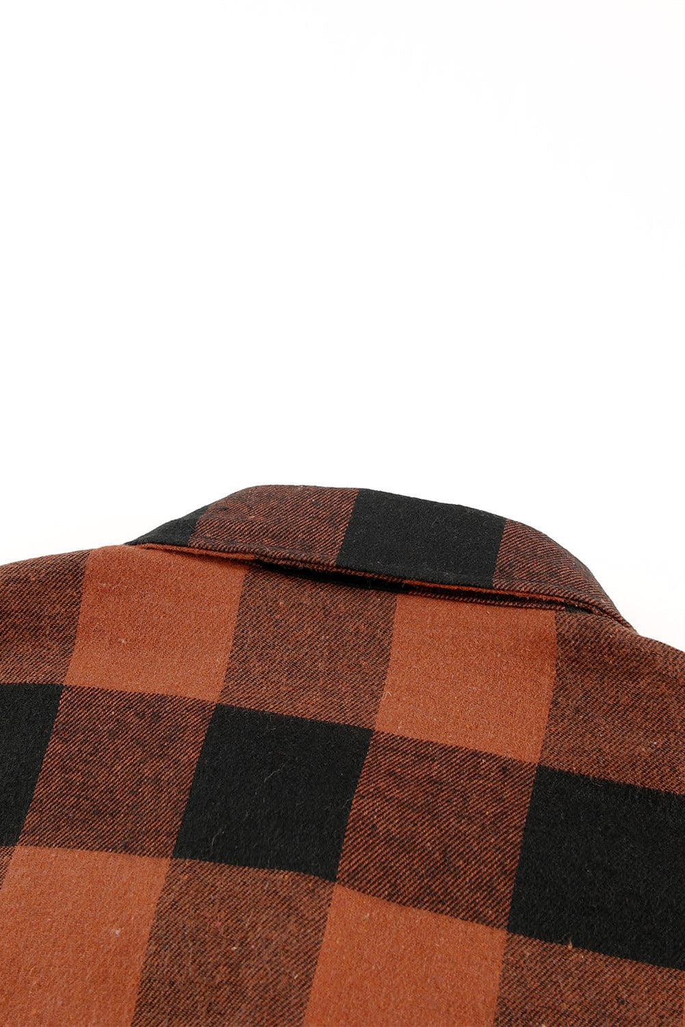 Fiery Red Turn-down Collar Plaid Shirt Coat