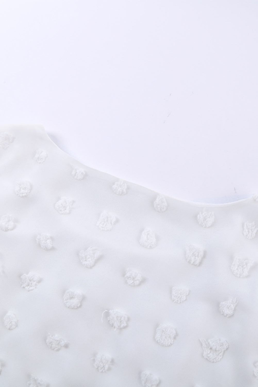 White Swiss Dot Texture Short Sleeve Top