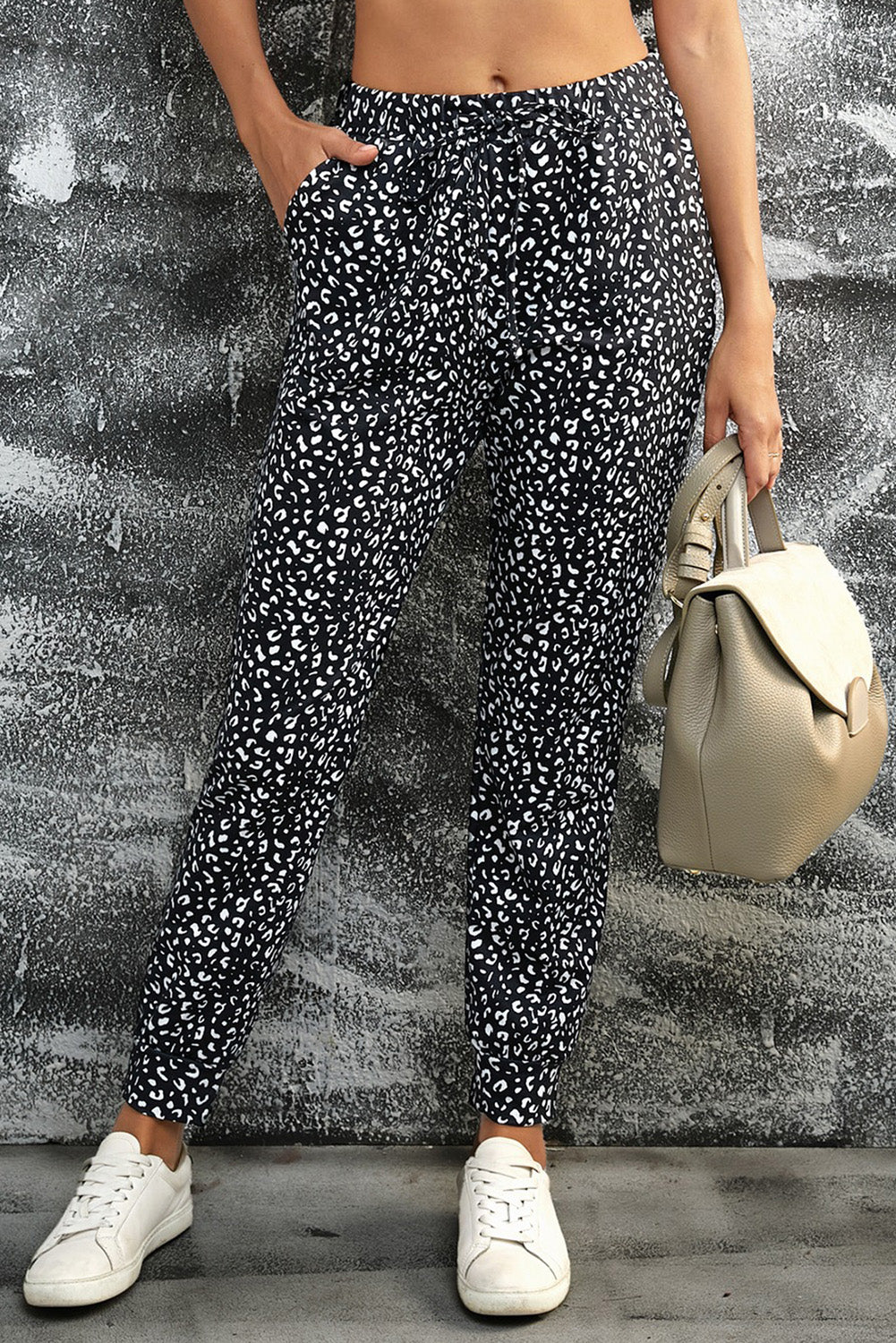 Black Breezy Leopard Joggers