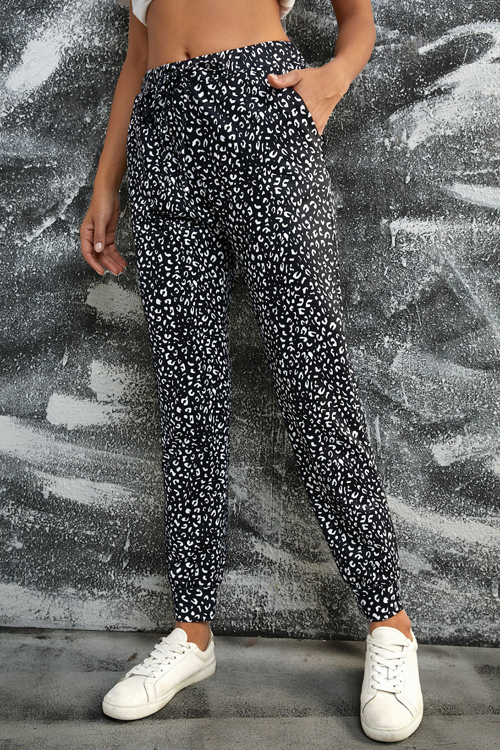 Black Breezy Leopard Joggers