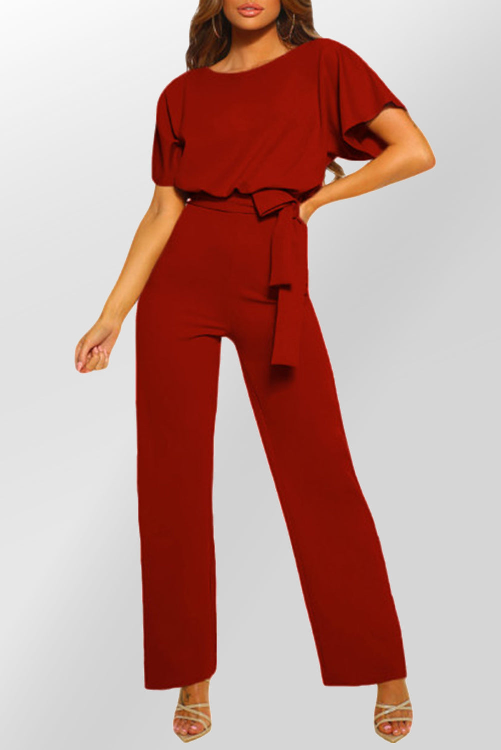 Blue Oh So Glam Belted Wide Leg Jumpsuit