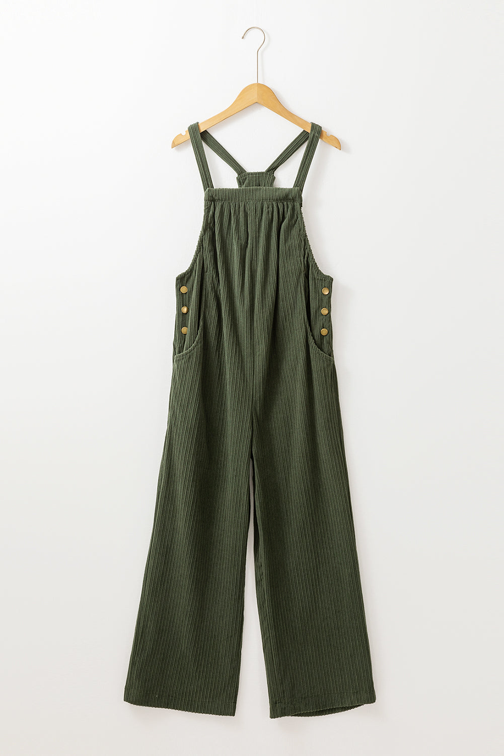 Real Teal Solid Pocketed Loose Fit Corduroy Overall