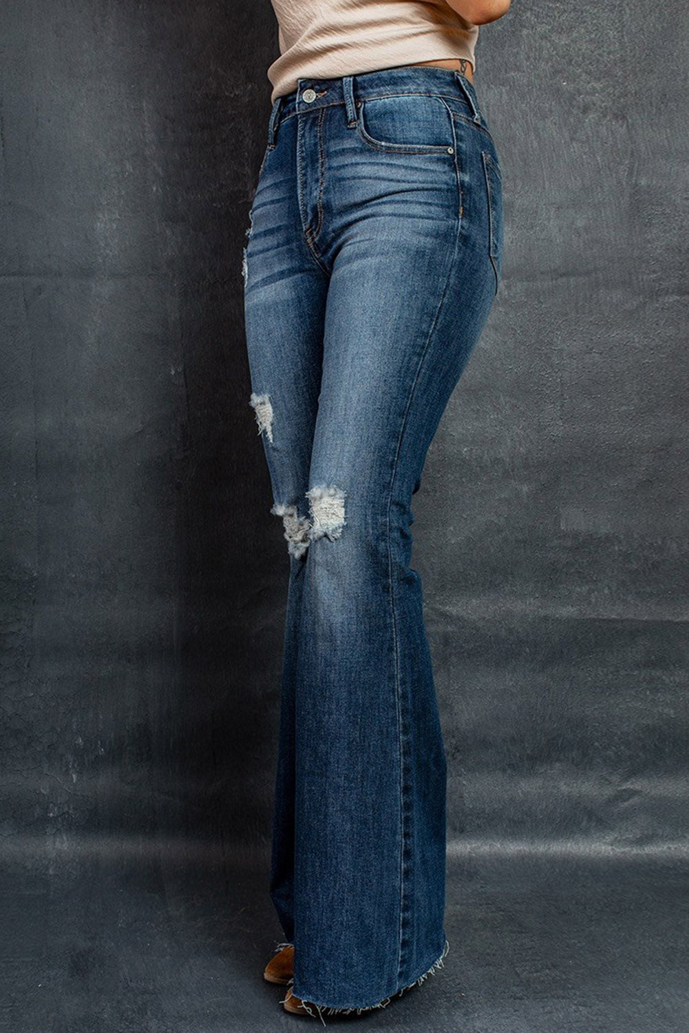 Dark Wash Mid Rise Flare Jeans