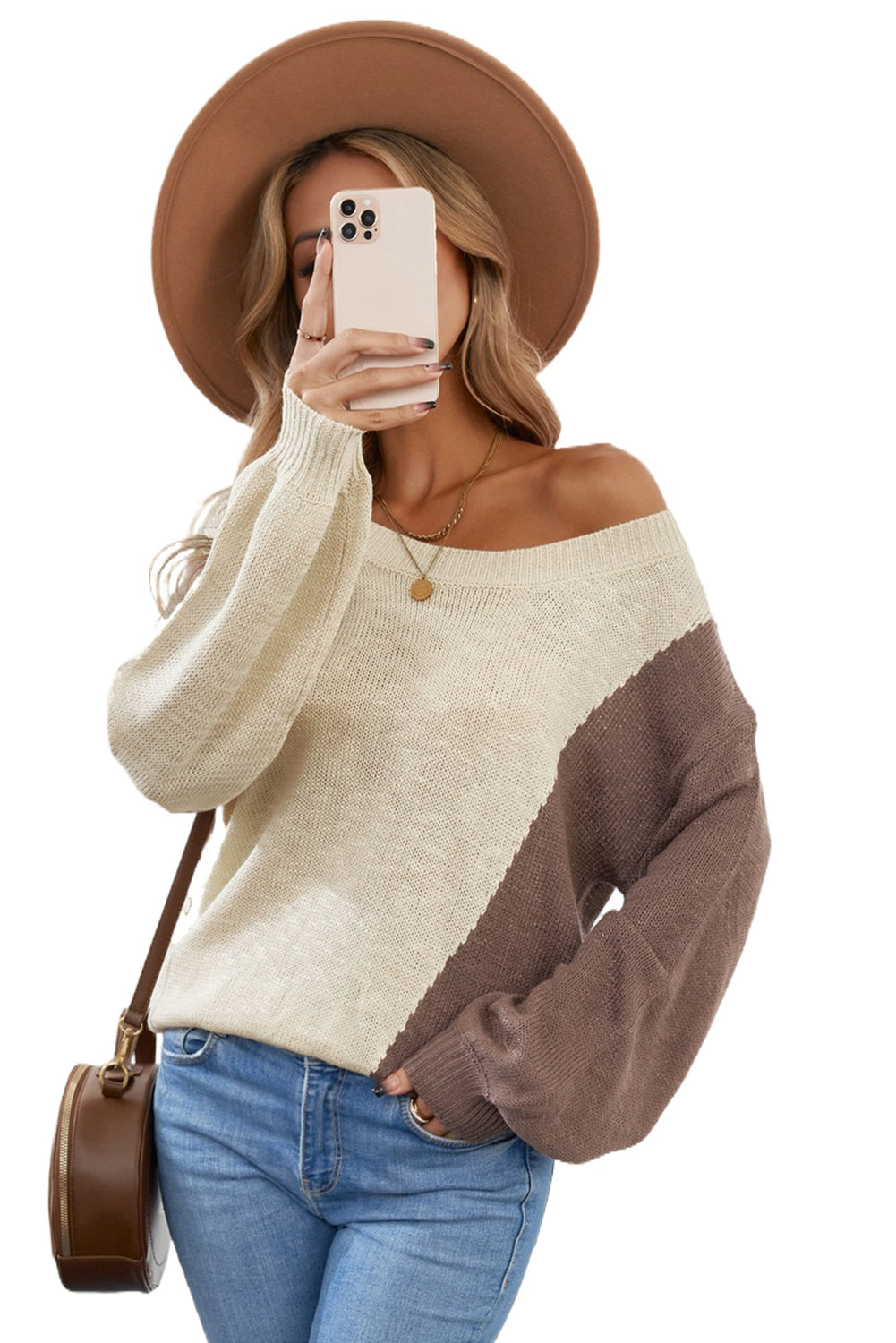 Asymmetric Colorblock Knitted Sweater