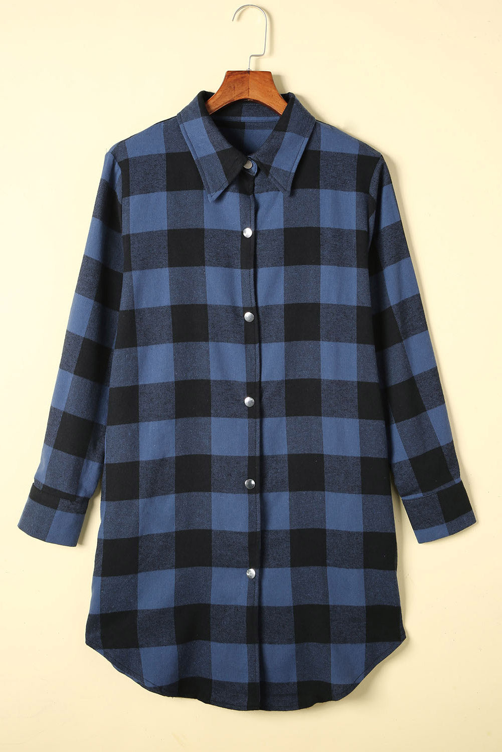 Fiery Red Turn-down Collar Plaid Shirt Coat