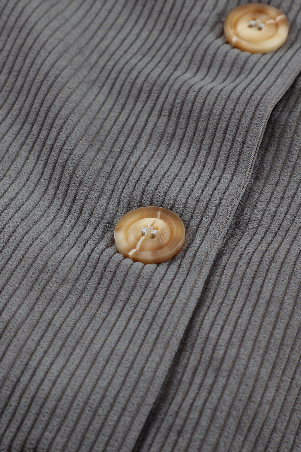 Khaki Ribbed Corduroy Long Sleeve Jacket with Pocket