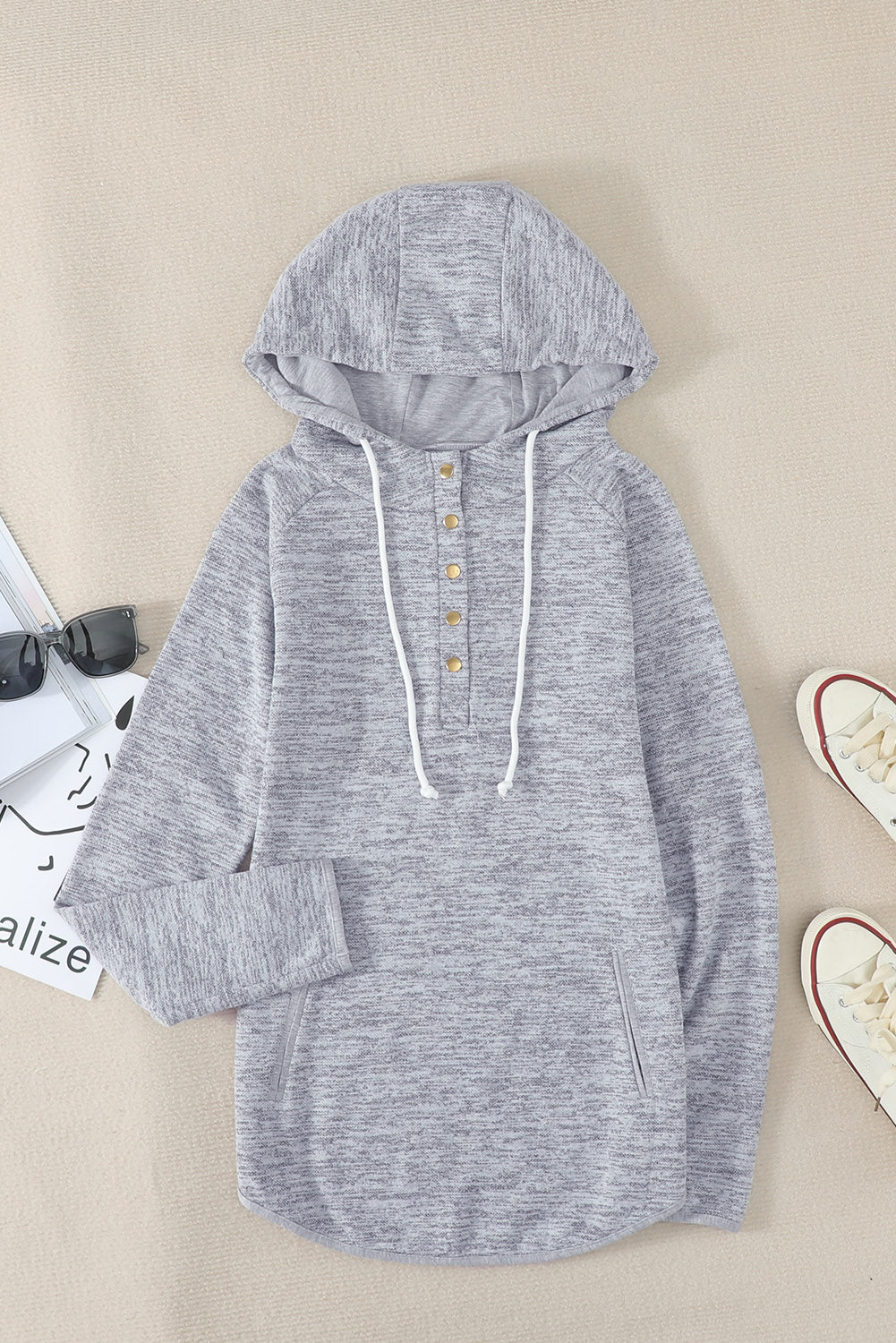 Pocket Design Buttoned Casual Hoodie