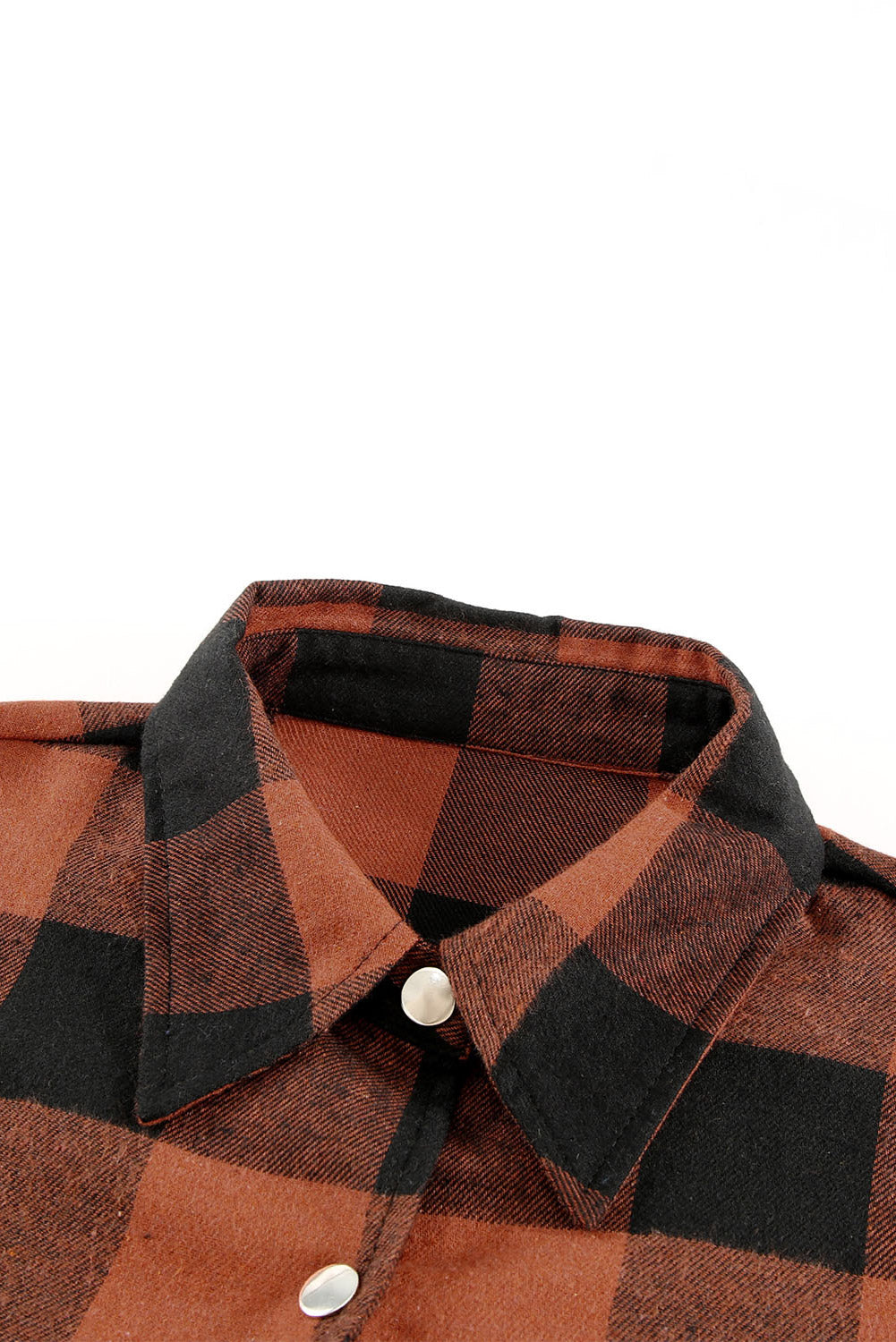 Fiery Red Turn-down Collar Plaid Shirt Coat