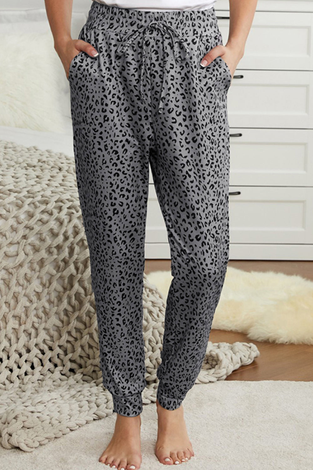 Black Breezy Leopard Joggers